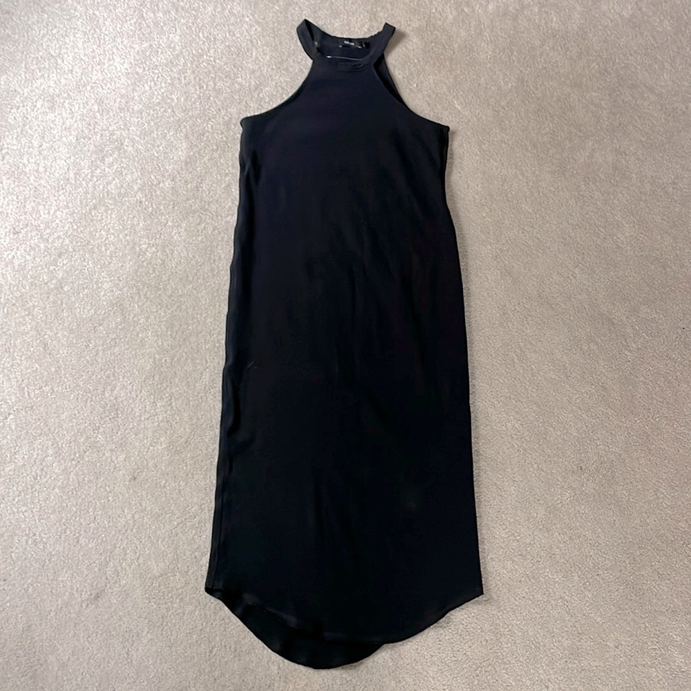 Bassike body con black rib knit midi dress size 2